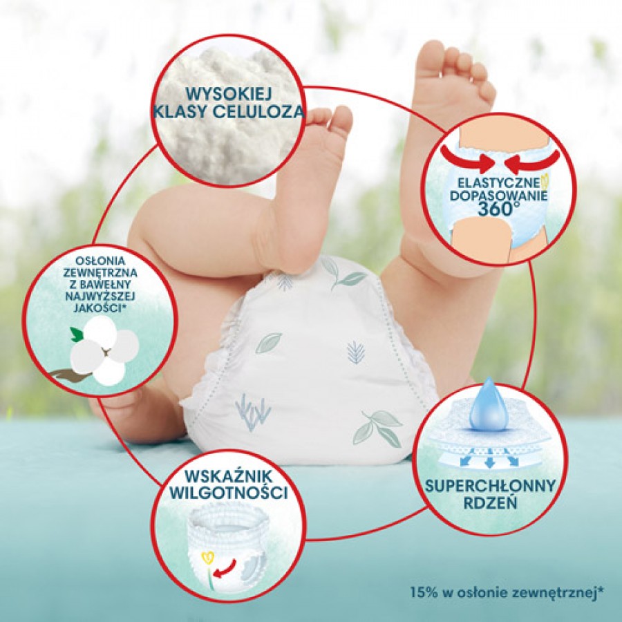 Miniaturka artykułu - #1 Pampers Harmonie Pieluszki rozmiar 1 2-5 kg, 35 sztuk