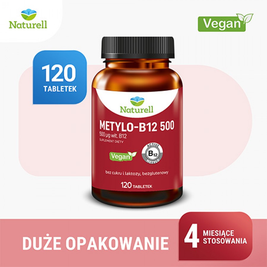 Miniaturka artykułu - #0 NATURELL Metylo B-12 500 &micro;g, 120 tabletek
