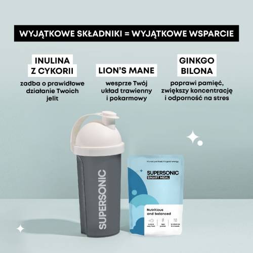 Zdjęcie produktu - 2 SUPERSONIC Smart Meal Pełnowartościowy posiłek Lody waniliowe z dziką truskawką, 100g