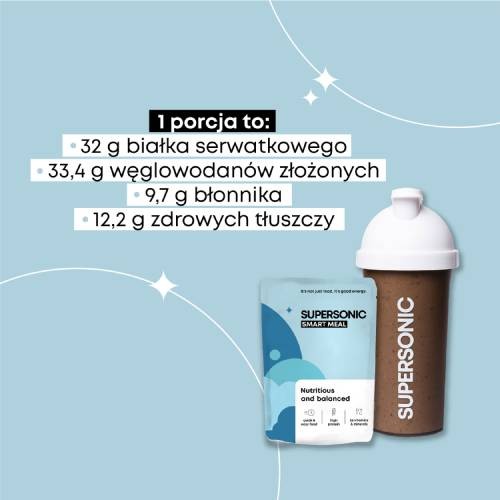 Zdjęcie produktu - 3 SUPERSONIC Smart Meal Pełnowartościowy posiłek Lody waniliowe z dziką truskawką, 100g