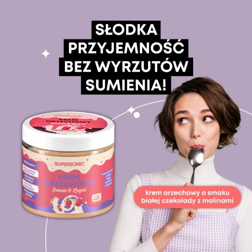 Zdjęcie produktu - 4 SUPERSONIC Proteinowy krem orzechowy Biała czekolada z malinami, 160g