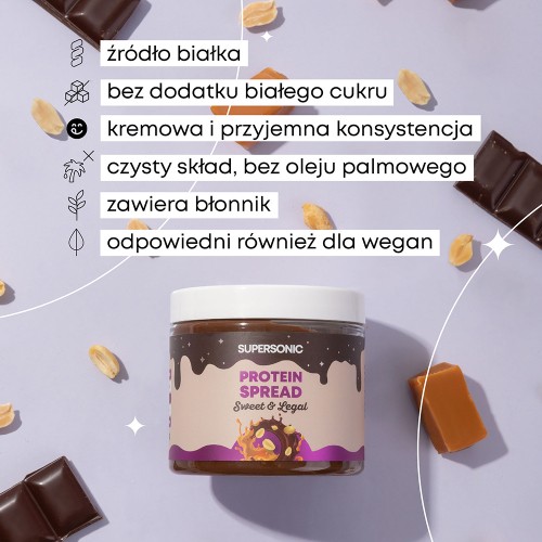 Zdjęcie produktu - 3 SUPERSONIC Proteinowy krem orzechowy Czekolada i karmel z kawałkami orzeszk&oacute;w, 160g