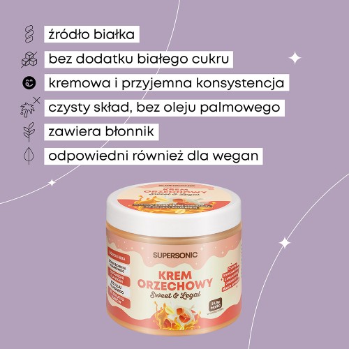 Zdjęcie produktu - 0 SUPERSONIC Krem orzechowy Crunchy Biała czekolada ze słonym karmelem, 160g