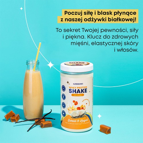 Miniaturka artykułu - #0 SUPERSONIC Shake proteinowy z kolagenem Karmel i Śmietanka - bez laktozy, 560g