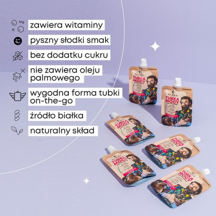 Miniaturka artykułu - #0 SUPERSONIC Kleks Tubka Mocy Krem orzechowy o smaku aksamitnej czekolady, 50g
