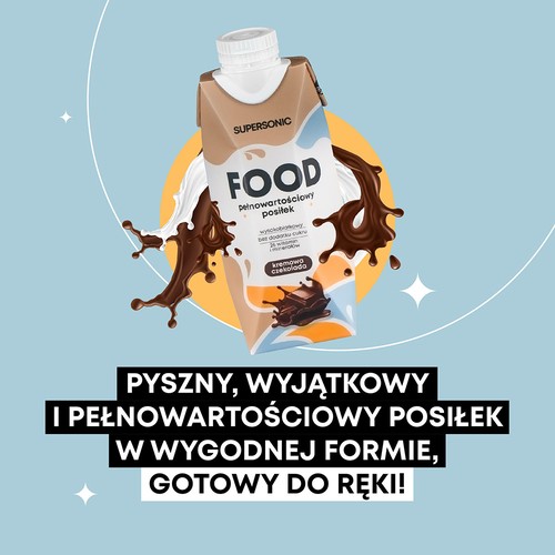 Zdjęcie produktu - 2 SUPERSONIC Food Ready To Drink Pełnowartościowy posiłek wysokobiałkowy o smaku czekoladowym, 330 ml