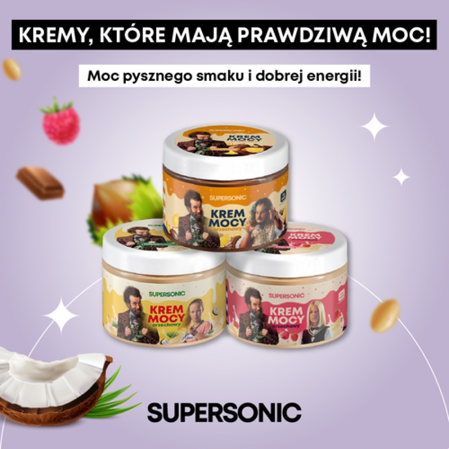 Zdjęcie produktu - 3 SUPERSONIC Kleks Krem Mocy Krem orzechowy o smaku czekolady z pomarańczą, 250g