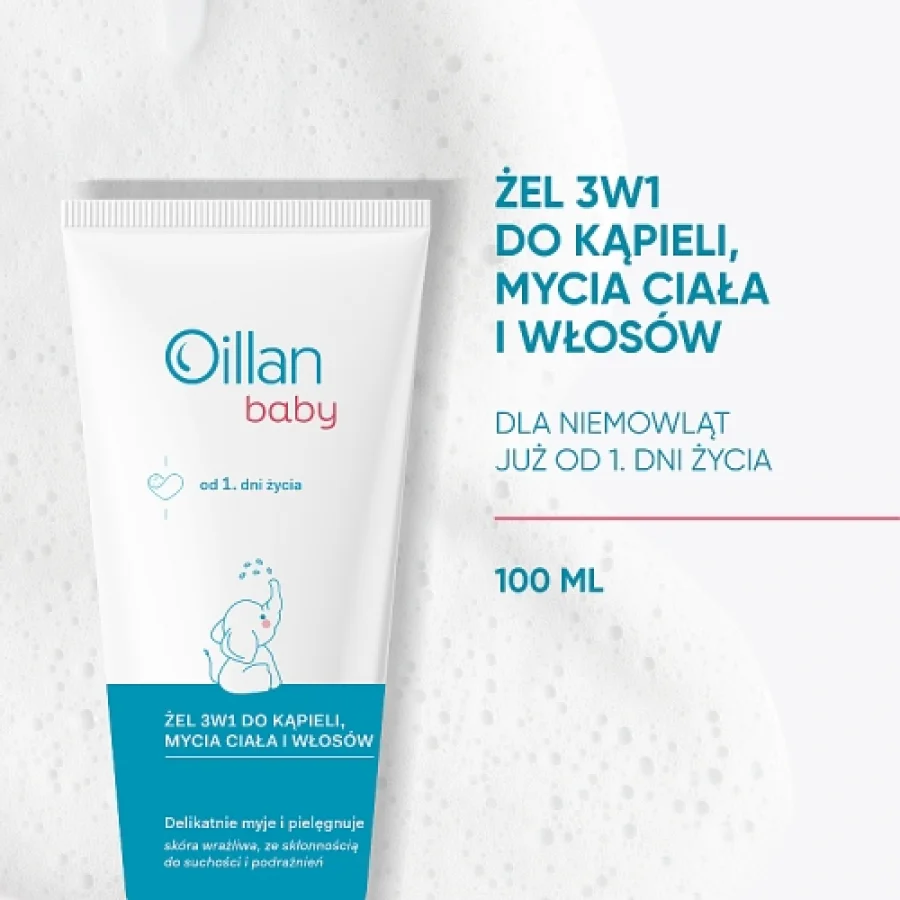 #0 – OILLAN Baby Żel do kąpieli i mycia ciała i włos&oacute;w 3w1 od 1. dnia życia, 100ml