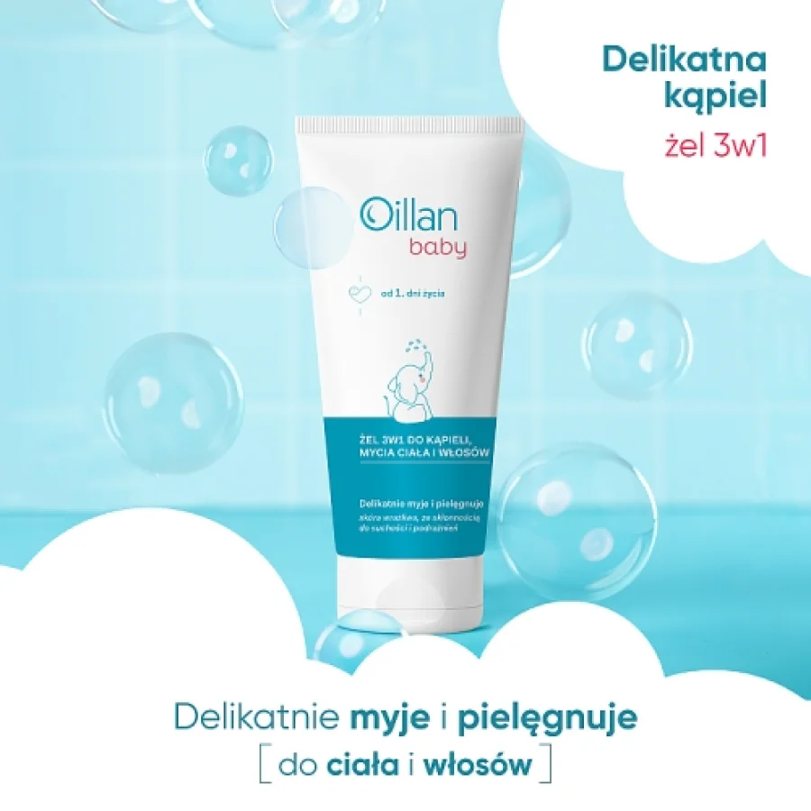 #1 – OILLAN Baby Żel do kąpieli i mycia ciała i włos&oacute;w 3w1 od 1. dnia życia, 100ml
