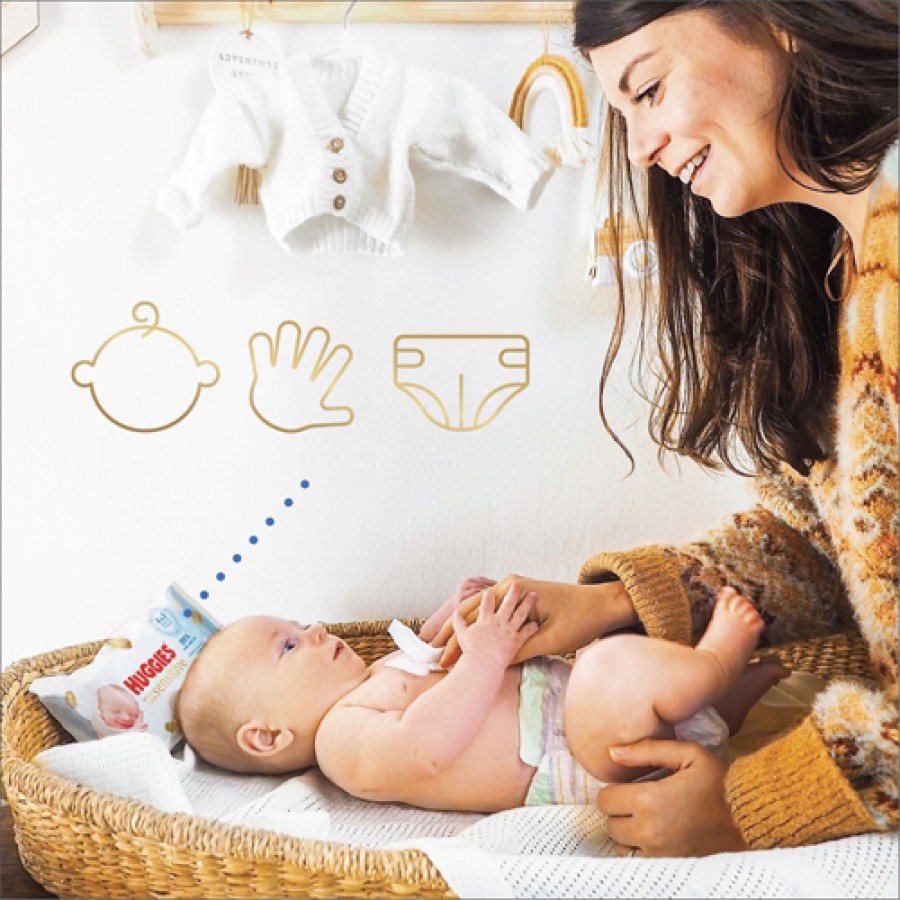 Miniaturka artykułu - #1 HUGGIES Extra Care Sensitive Chusteczki nawilżane, 168 szt.