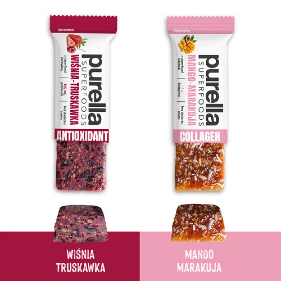 Zdjęcie produktu - 4 PURELLA Collagen Bar Baton kolagenowy Mango-Marakuja bez dodatku cukru, 40g