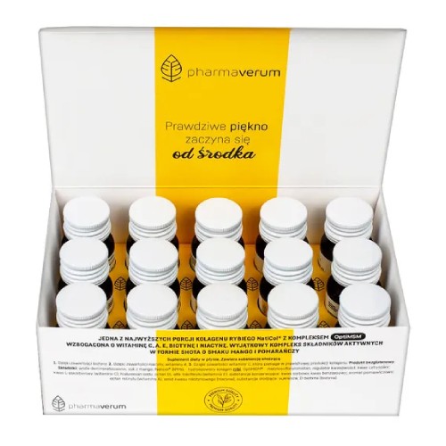 Miniaturka artykułu - #0 Pharmaverum Beautyllagen Shot Kolagen mango-pomarańcza płyn, 15x30ml