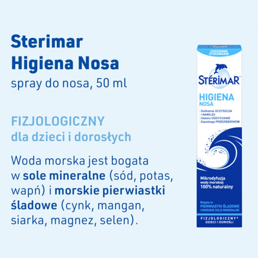 Miniaturka artykułu - #0 Sterimar Higiena Nosa Woda morska do nosa, spray, 50 ml