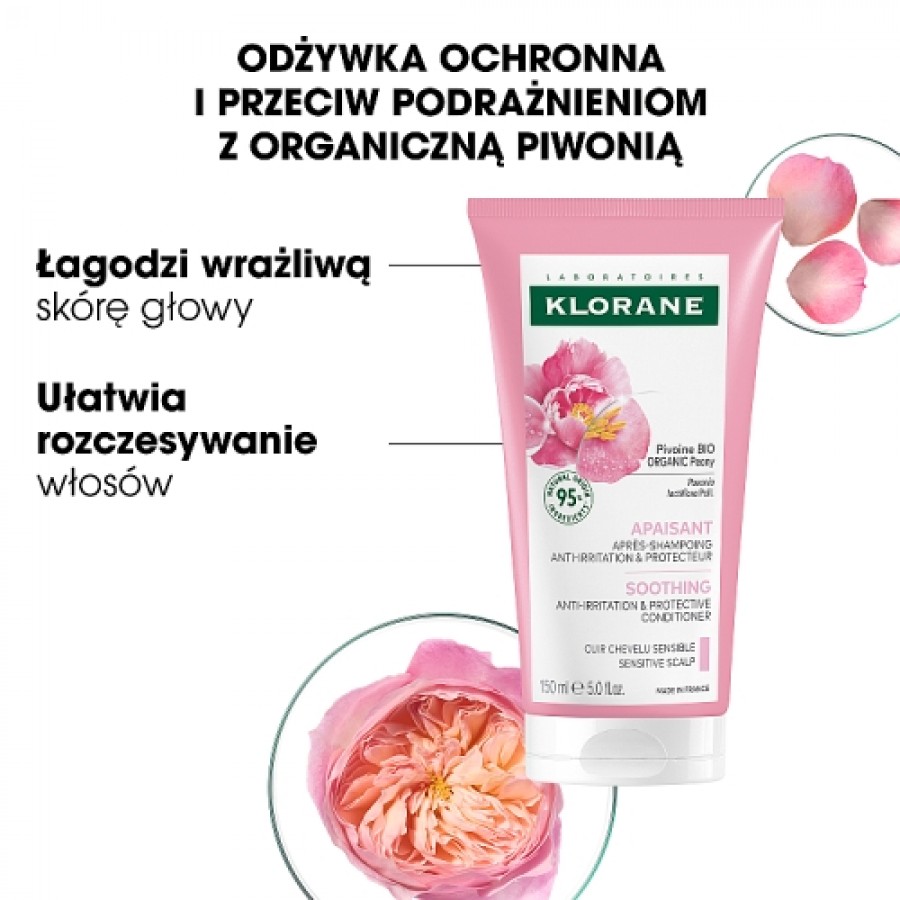 Miniaturka artykułu - #0 KLORANE Odżywka z organiczną piwonią, 150 ml