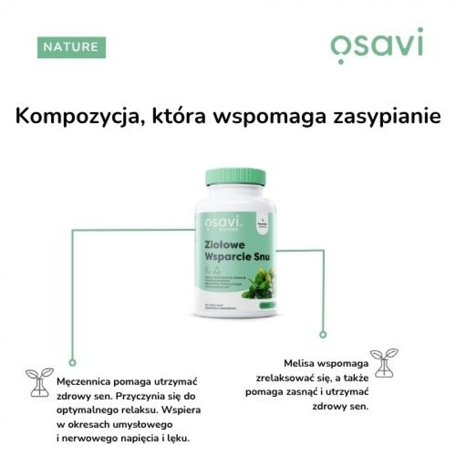 Zdjęcie produktu - 1 Osavi Ziołowe Wsparcie Snu, 120 kaps.