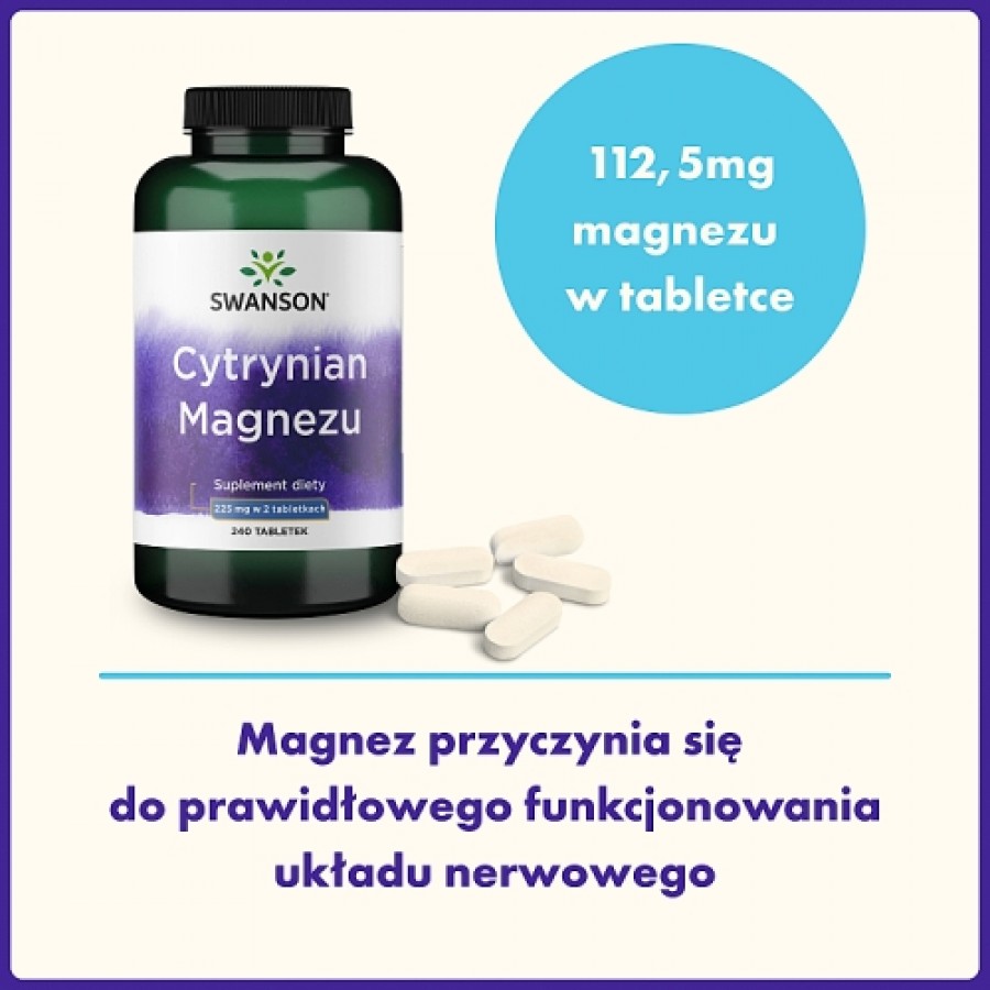 Zdjęcie produktu - 4 SWANSON Cytrynian Magnezu, 240 tabl.