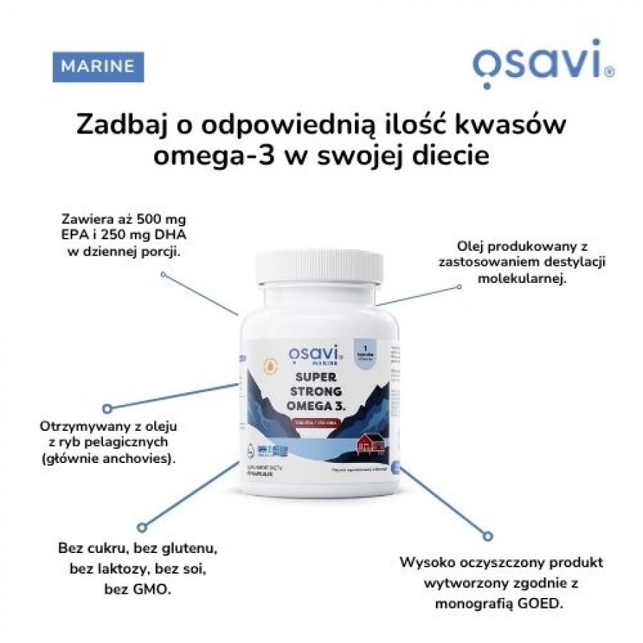 Miniaturka artykułu - #1 OSAVI Super Strong Omega-3, 60 kapsułek