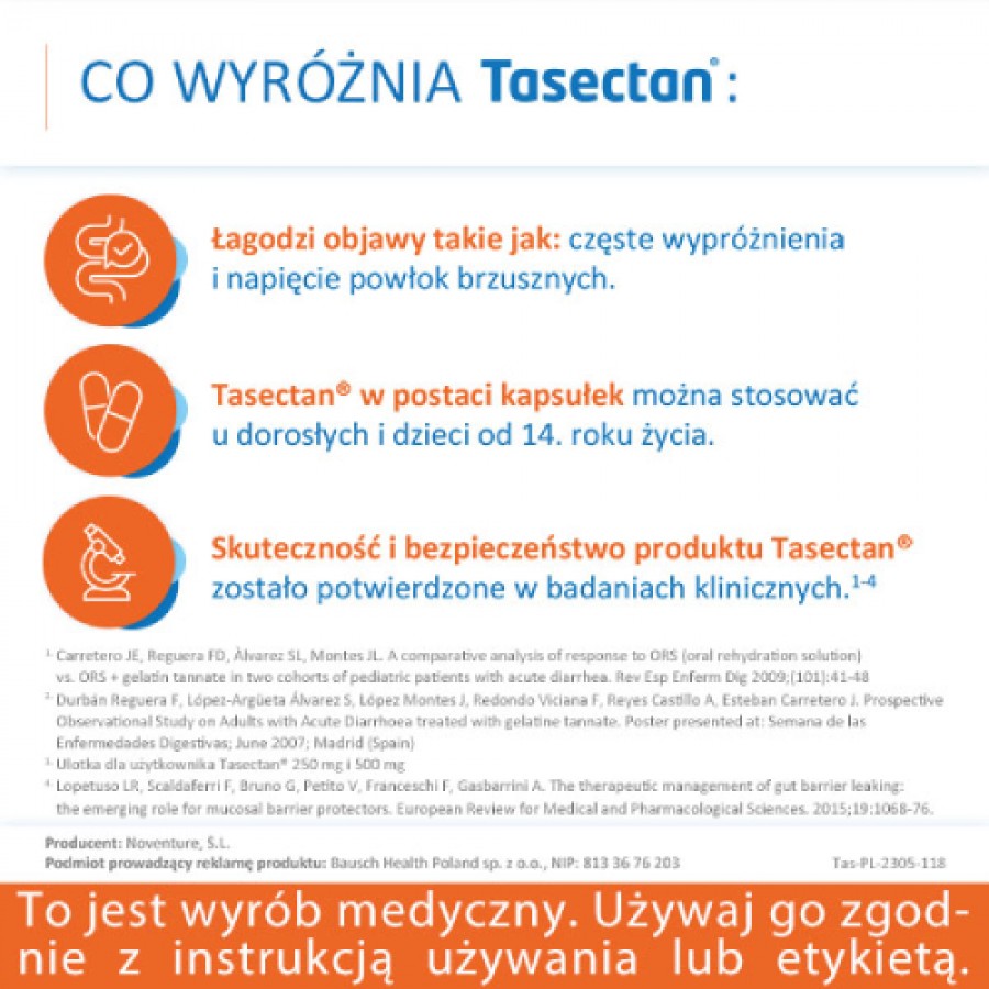 Miniaturka artykułu - #1 TASECTAN 500mg, 15kaps.