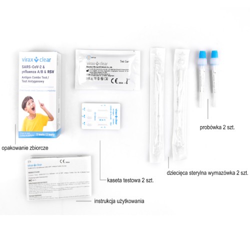 Miniaturka artykułu - #0 ViraxClear SARS-CoV-2 & Influenza A/B & RSV Antigen Combo Test, 2 testy