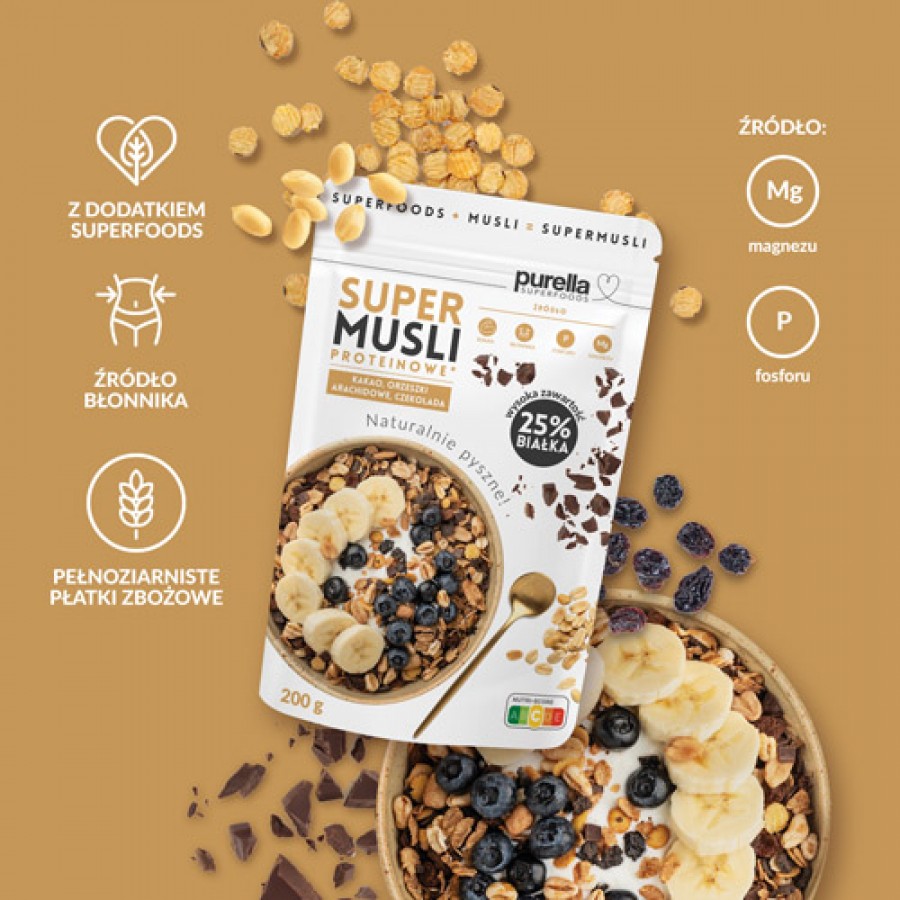 Miniaturka artykułu - #1 PURELLA Supermusli Proteinowe, 200 g
