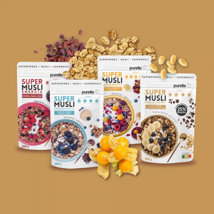 Zdjęcie produktu - 5 PURELLA Supermusli Proteinowe, 200 g