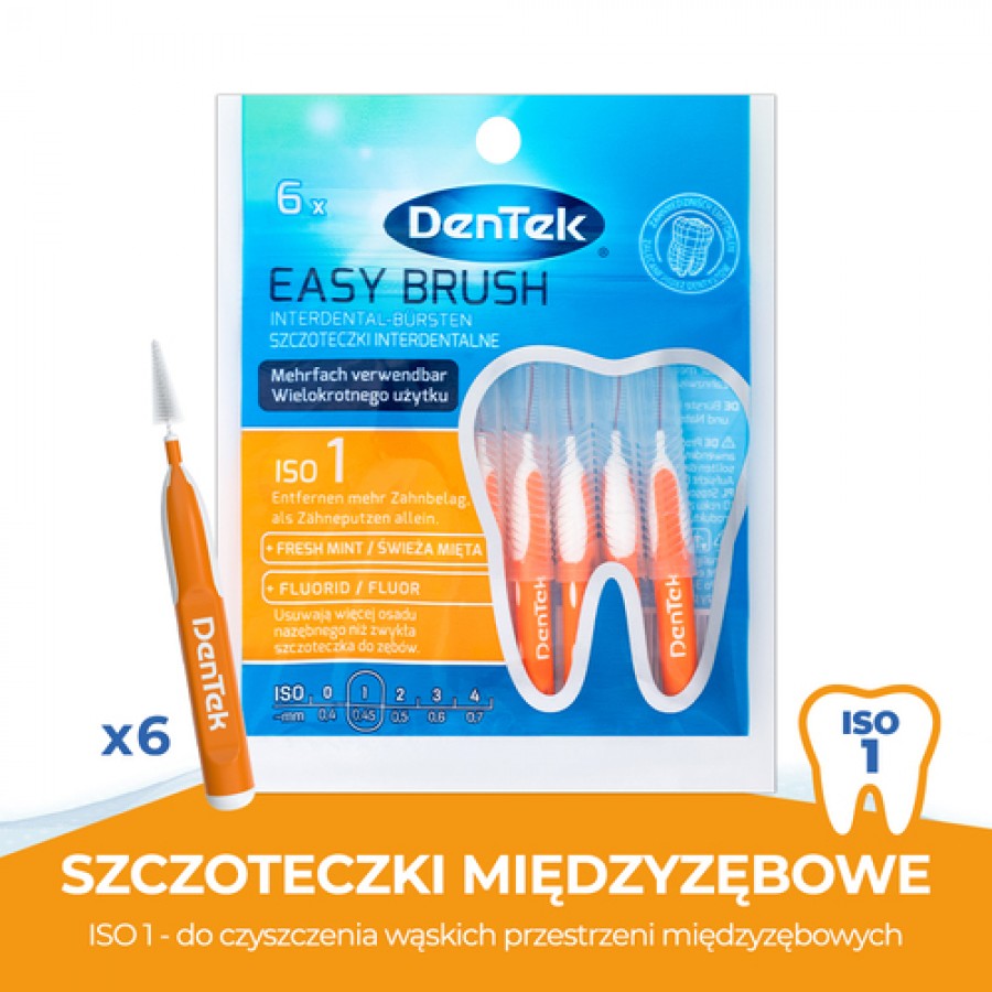 Miniaturka artykułu - #0 DENTEK Szczoteczki międzyzębowe EasyBrush rozmiar 1, 6szt.