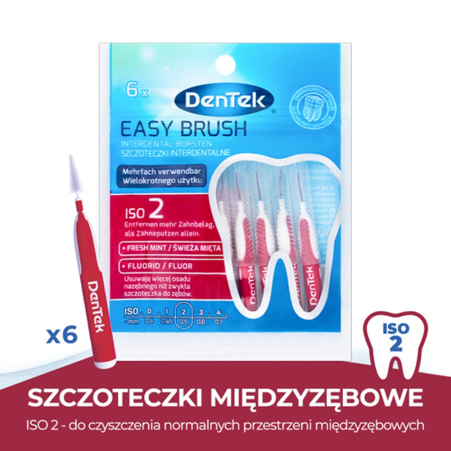 Miniaturka artykułu - #0 DENTEK Szczoteczki międzyzębowe EasyBrush rozmiar 2, 6szt.