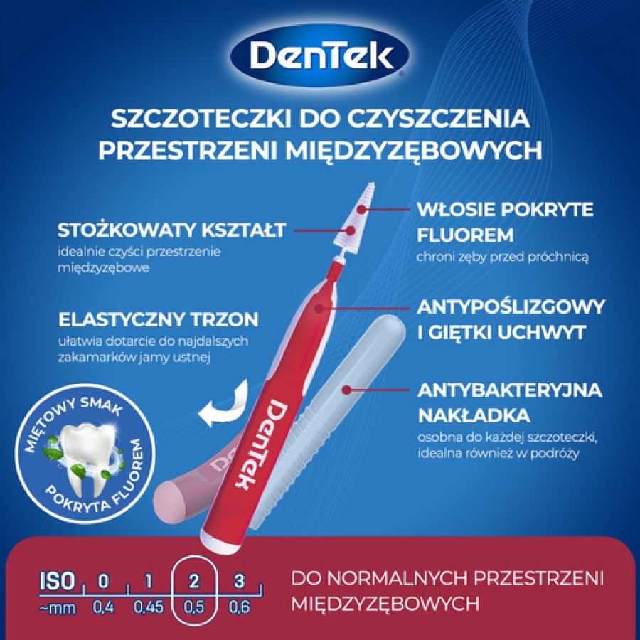 Zdjęcie produktu - 3 DENTEK Szczoteczki międzyzębowe EasyBrush rozmiar 2, 6szt.