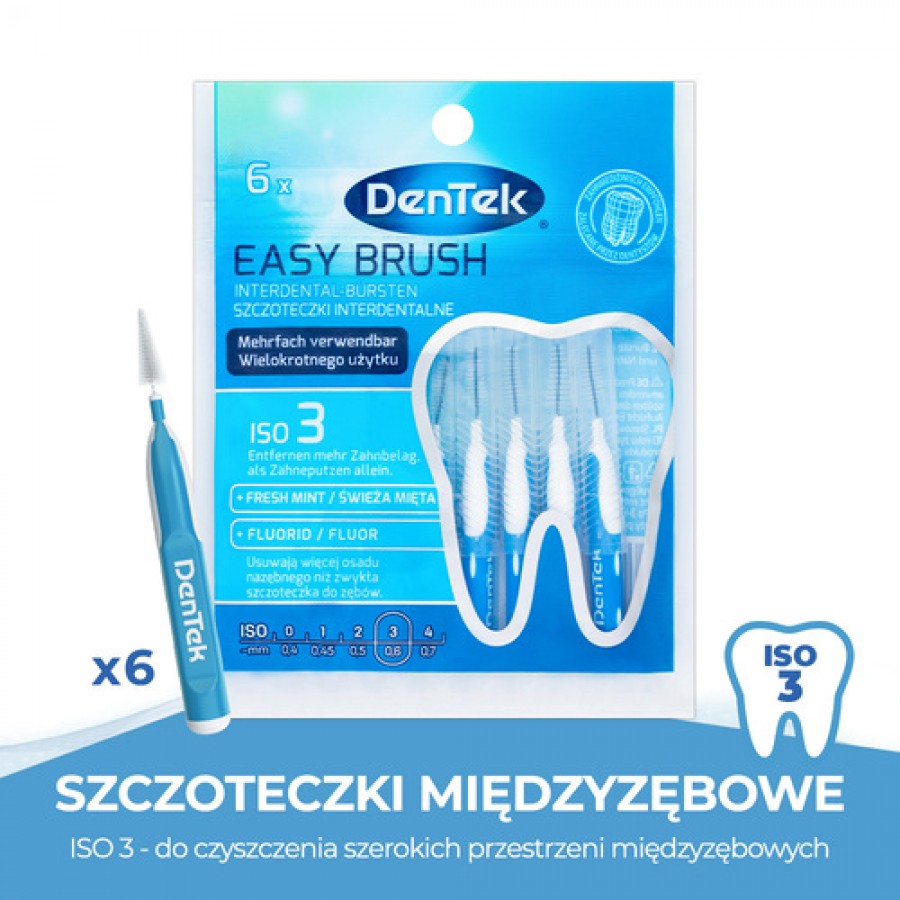 Miniaturka artykułu - #0 DENTEK Szczoteczki międzyzębowe Easy Brush rozmiar 3, 6szt.