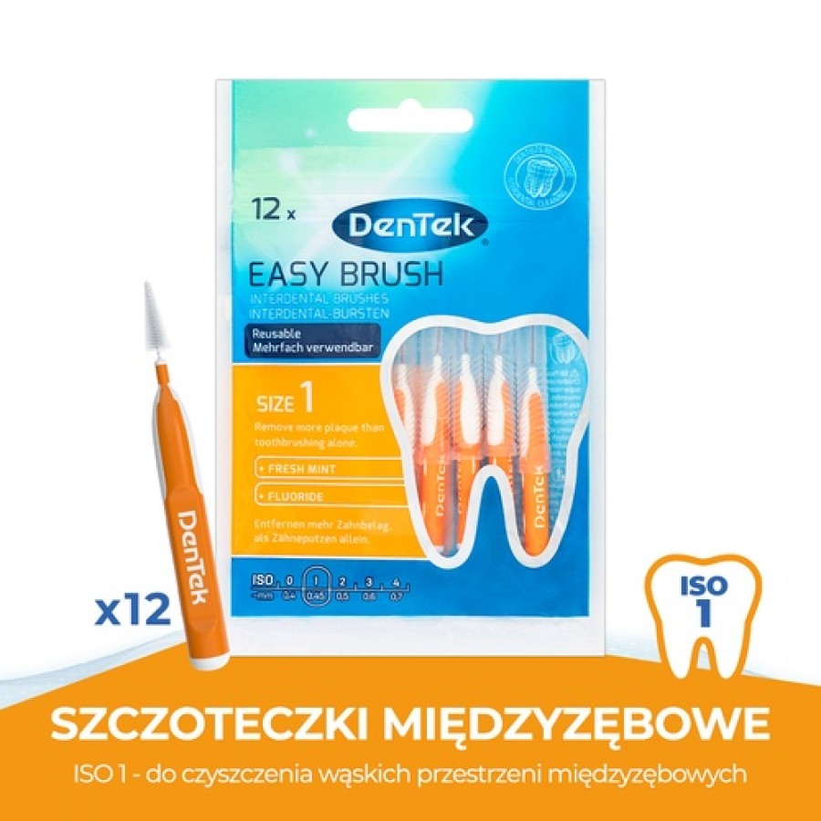 Miniaturka artykułu - #0 DENTEK Szczoteczki międzyzębowe EasyBrush rozmiar 1, 12szt.