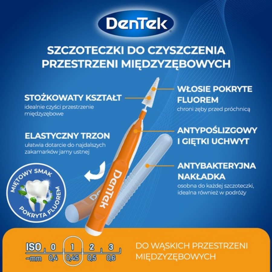 Zdjęcie produktu - 3 DENTEK Szczoteczki międzyzębowe EasyBrush rozmiar 1, 12szt.