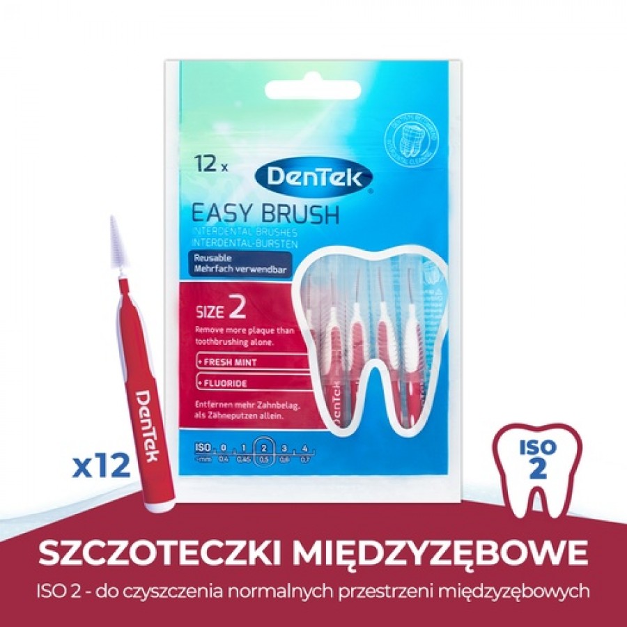 Miniaturka artykułu - #0 DENTEK Szczoteczki międzyzębowe EasyBrush rozmiar 2, 12szt.