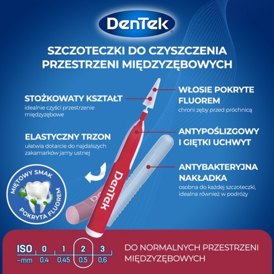 Zdjęcie produktu - 3 DENTEK Szczoteczki międzyzębowe EasyBrush rozmiar 2, 12szt.