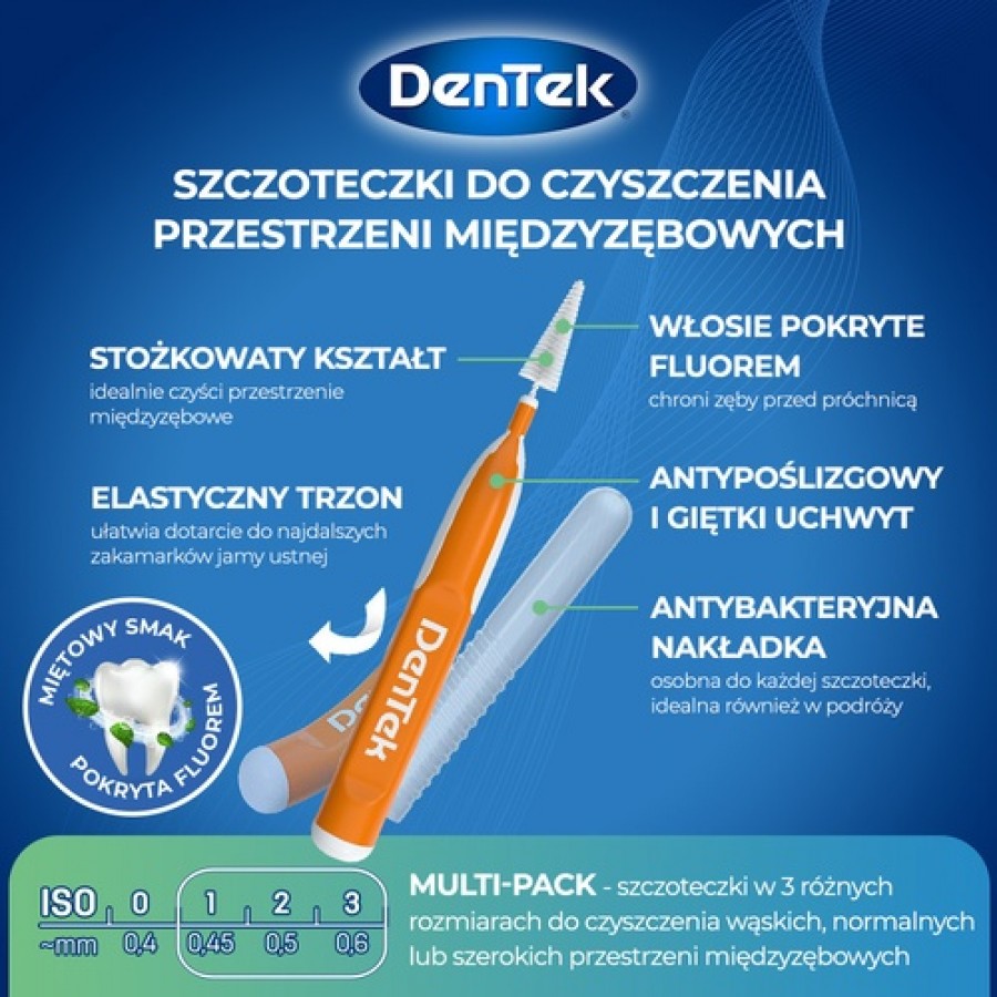 Zdjęcie produktu - 3 DENTEK Szczoteczki międzyzębowe Easy Brush rozmiar 1,2,3, 10szt.