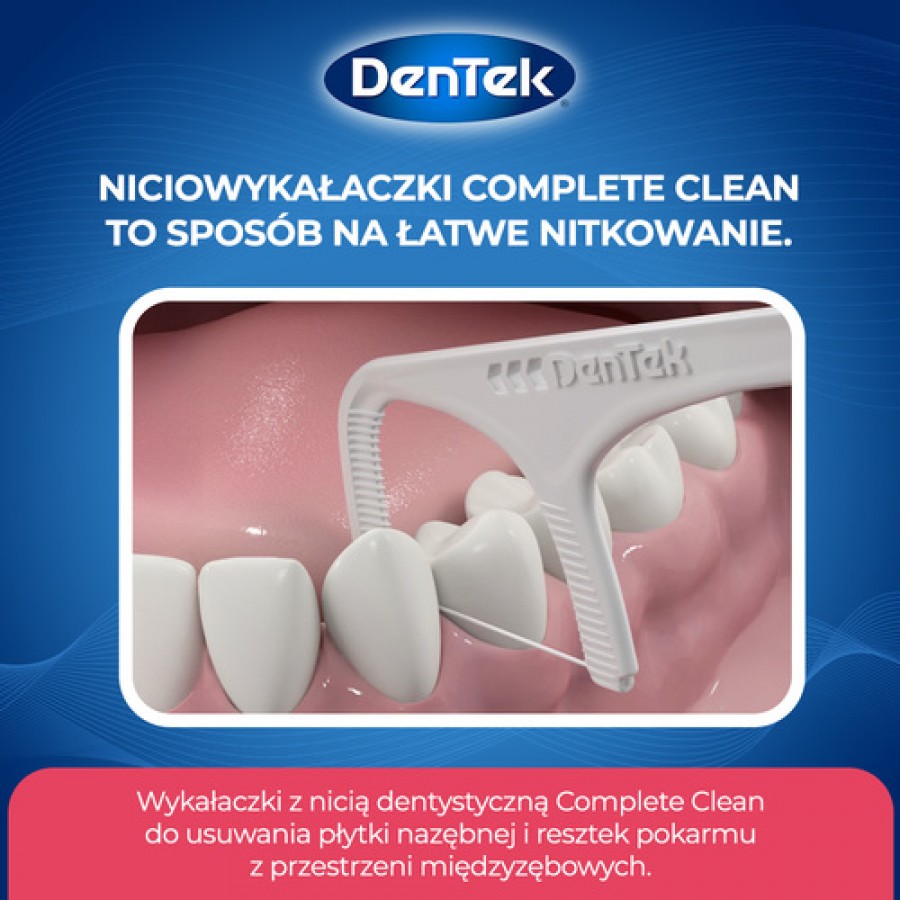 Zdjęcie produktu - 2 DENTEK Wykałaczki z nicią dentystyczną Complete Clean, 40szt.