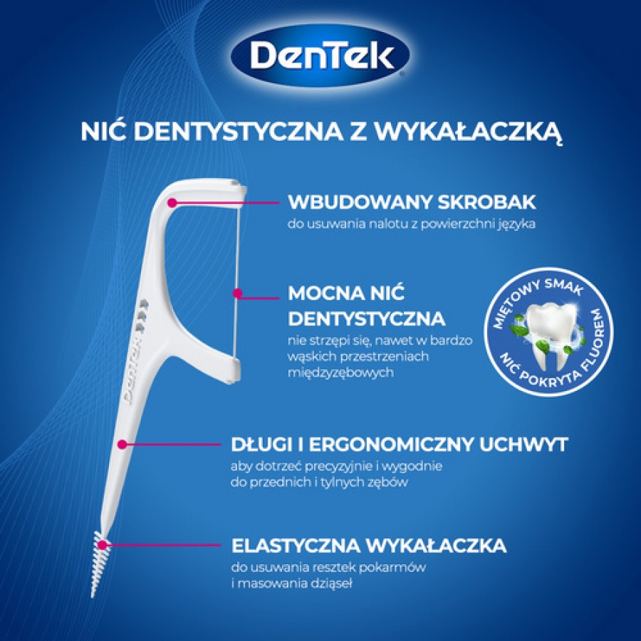 Zdjęcie produktu - 3 DENTEK Wykałaczki z nicią dentystyczną Complete Clean, 40szt.
