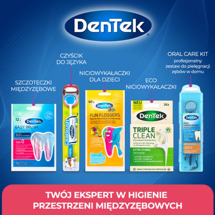 Zdjęcie produktu - 5 DENTEK Wykałaczki z nicią dentystyczną Complete Clean, 40szt.