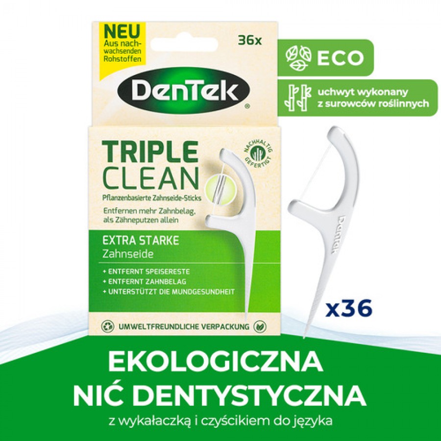 Miniaturka artykułu - #0 DENTEK Wykałaczki z nicią dentystyczną Eco Triple Clean, 36szt.