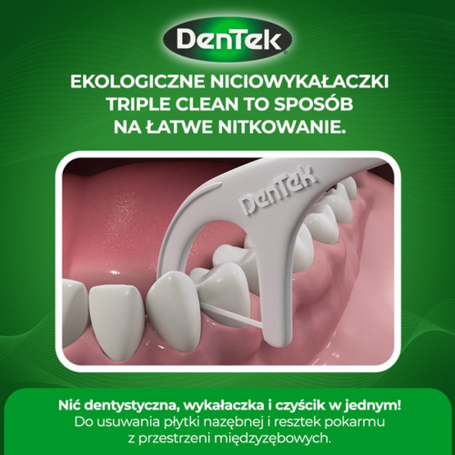 Zdjęcie produktu - 2 DENTEK Wykałaczki z nicią dentystyczną Eco Triple Clean, 36szt.