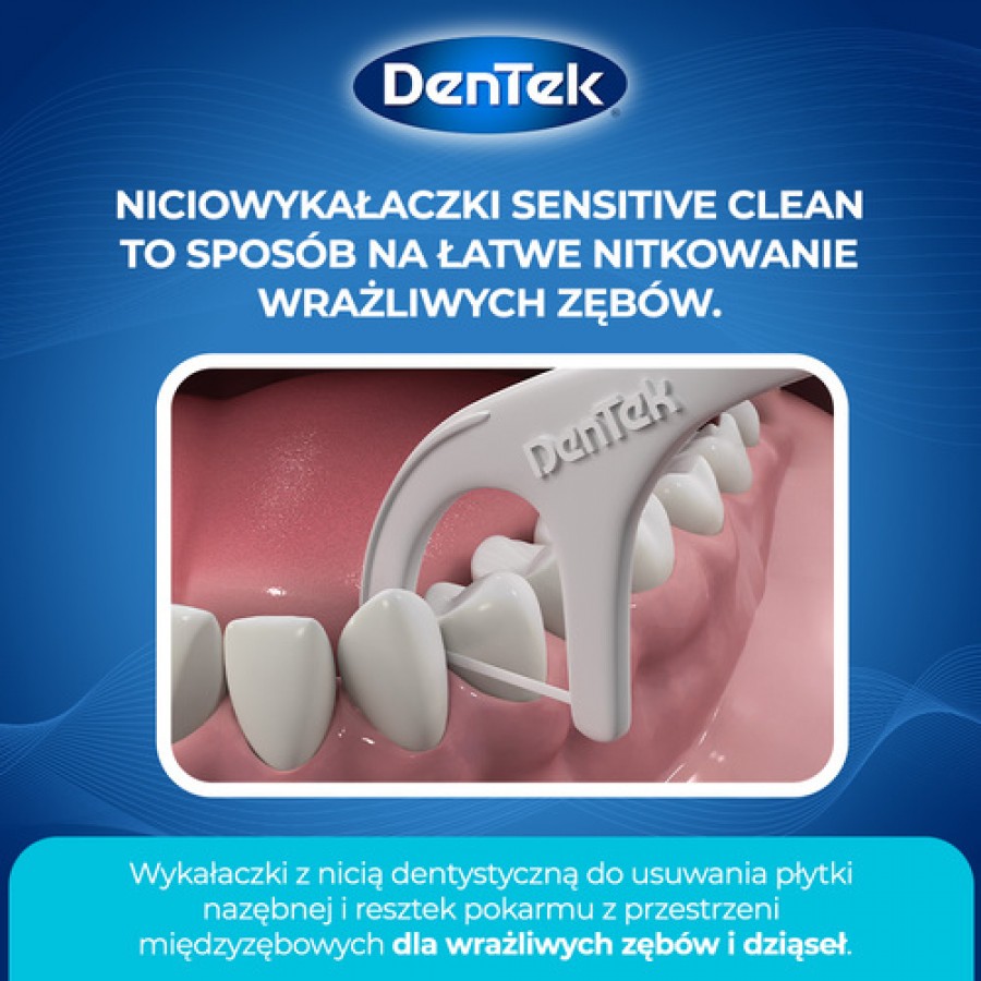 Zdjęcie produktu - 2 DENTEK Wykałaczki z nicią dentystyczną Sensitive Clean, 40szt.