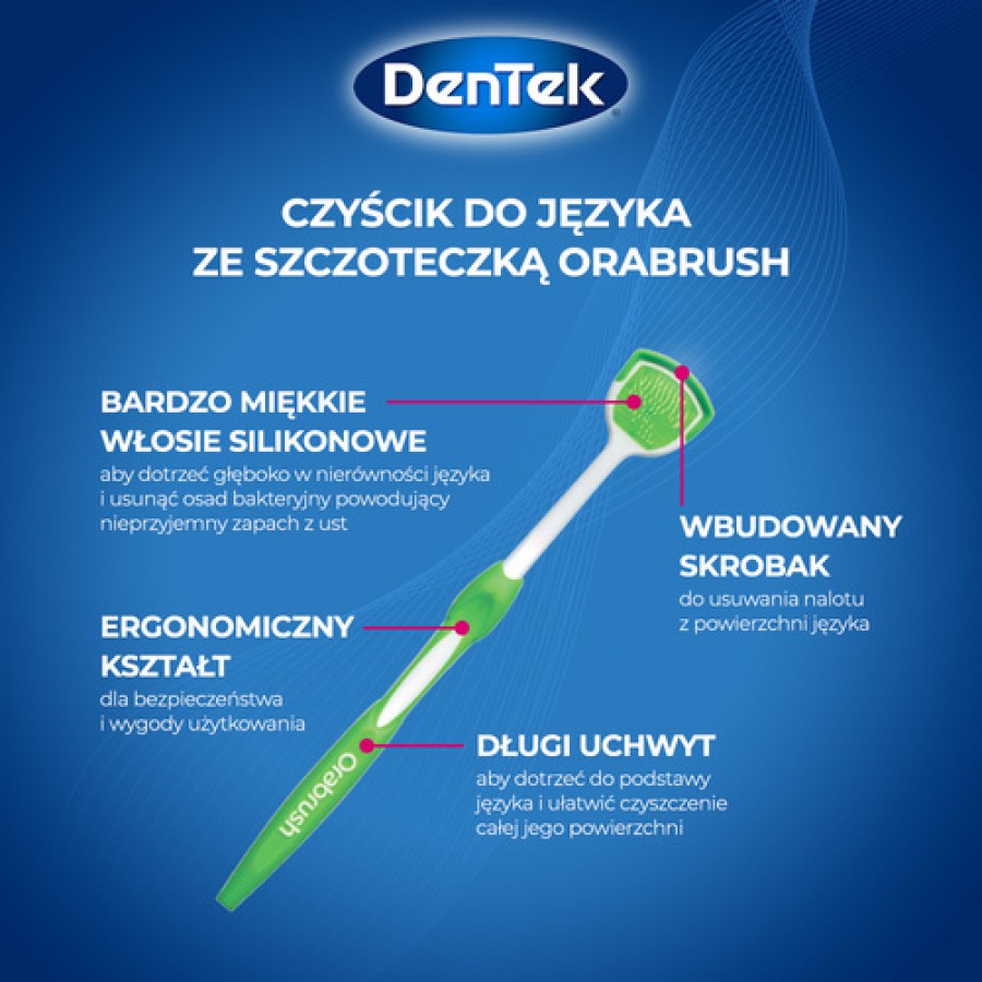 Zdjęcie produktu - 3 DENTEK Czyścik do języka ze szczoteczką Orabrush
