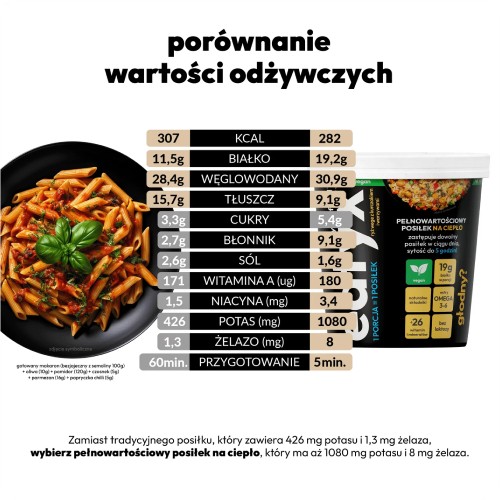 Miniaturka artykułu - #0 EATYX Pełnowartościowy posiłek na ciepło Ryż z vege kurczakiem i warzywami w kubku, 90 g