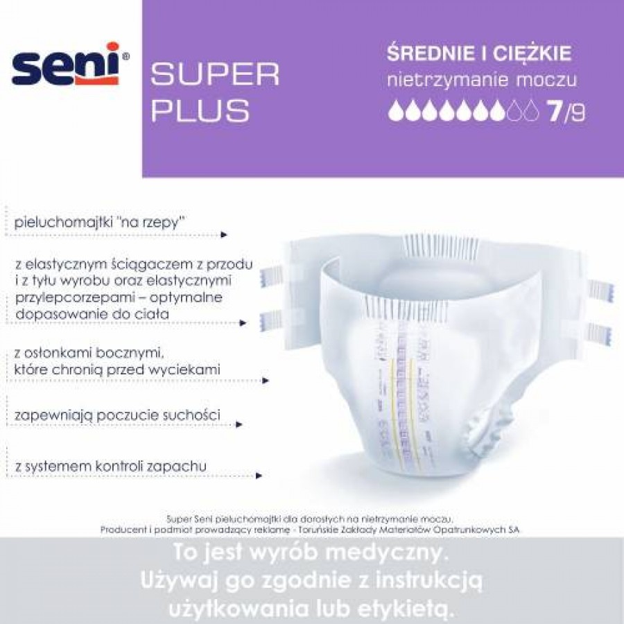 Miniaturka artykułu - #0 SENI SUPER PLUS Pieluchomajtki dla dorosłych Medium M, 30szt.