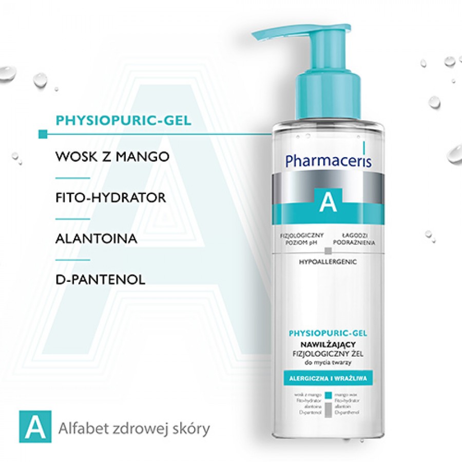 Miniaturka artykułu - #1 PHARMACERIS A PHYSIOPURIC-GEL Nawilżający fizjologiczny żel do mycia twarzy - 190 ml