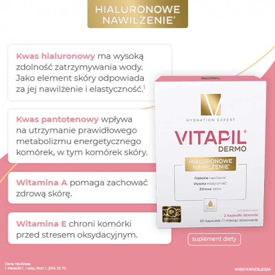 Miniaturka artykułu - #1 VITAPIL Dermo Hialuronowe nawilżenie, 60kaps.