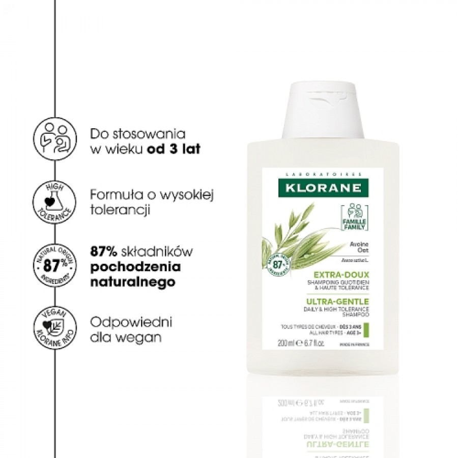 Miniaturka artykułu - #1 KLORANE OWIES Szampon do włos&oacute;w, 200ml