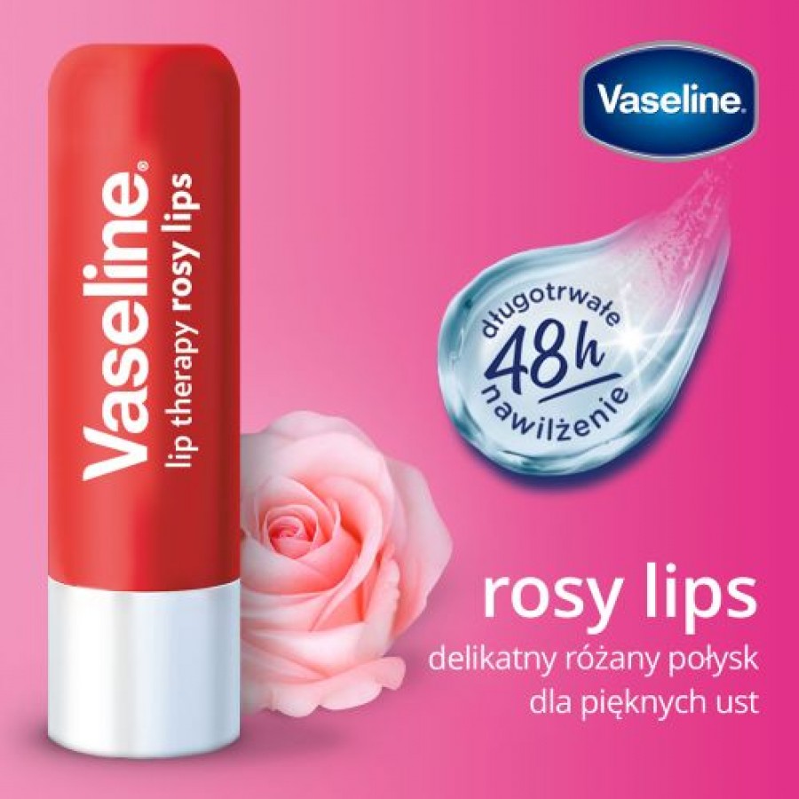 Miniaturka artykułu - #0 Vaseline Rosy Lips Pomadka do ust, 4.8g