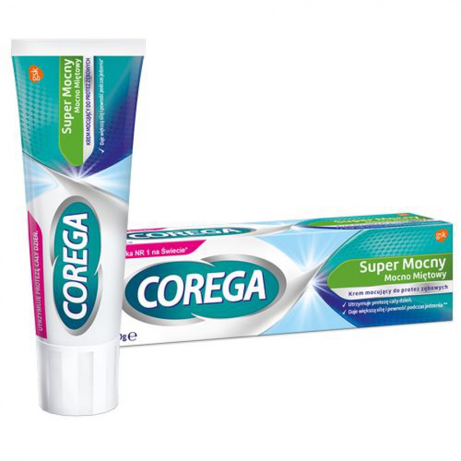 Miniaturka artykułu - #1 Corega Super mocny Krem do protez miętowy, 40 g
