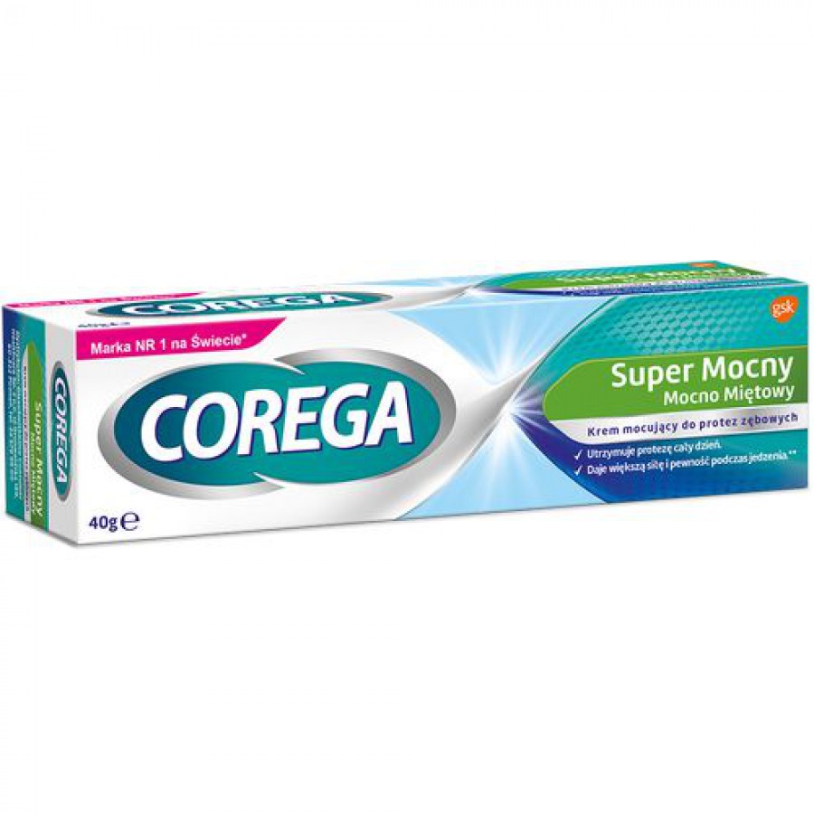 Zdjęcie produktu - 3 Corega Super mocny Krem do protez miętowy, 40 g