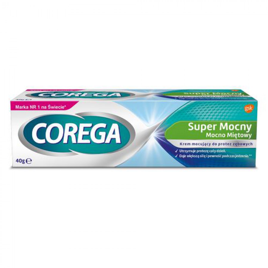 Zdjęcie produktu - 2 Corega Super mocny Krem do protez miętowy, 40 g